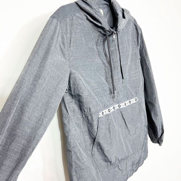 Zine Jacket Womens Pullover Windbreaker Gray Kangaroo Pocket Large - Picture 4 of 8